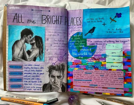 book journal / journaling All The Bright Places Fan Art, All The Bright Places Scene, All The Bright Places Book, All The Bright Places Quotes, Places Quotes, Theodore Finch, Daily Bullet Journal, Jennifer Niven, Book Diary