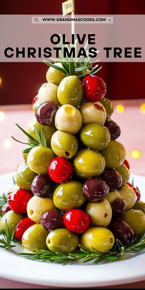 Impress your guests with this easy-to-make Olive Christmas Tree Appetizer! Made with a variety of olives, cheese, and fresh herbs, it’s the perfect savory addition to your holiday party spread. Olive Oil Appetizer, How To Serve Olive Tapenade, Christmas Trees Appetizer, How To Make A Christmas Tree Charcuterie, Olives Christmas Tree, Olives And Cheese Appetizer, Olive And Cheese Platter, Christmas Tree Recipes Party Appetizers, Asparagus Tree Christmas Vacation