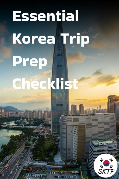 Essential Korea Trip Prep Checklist Study Abroad Packing List Korea, South Korea Packing List, South Korea Travel Checklist, Traveling To South Korea Tips, Prep Checklist, Korea Travel Guide, Cities In Korea, Streets Of Seoul, Travel Korea