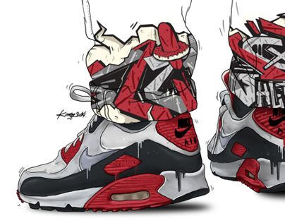 Kimoz x Nike Airmax Sneakers Sketch, Sneakers Illustration, Sneakers Wallpaper, Nike Art, Futuristic Shoes, Shoes Wallpaper, Hypebeast Wallpaper, Sneaker Art, Shoes Drawing