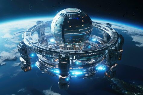 Sci Fi Space Station, Futurism Architecture, Sci Fi Base, Digital Wave, Holographic Displays, Futuristic Space, Sci Fi Landscape, Retail Architecture, Future Transportation