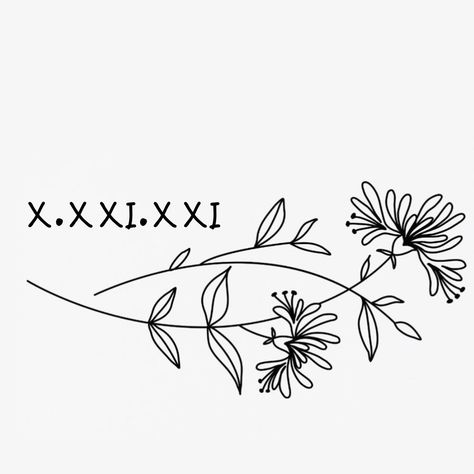 Roman Numeral Tattoo, Numeral Tattoo, Artsy Tattoos, Love Yourself Tattoo, Small Girly Tattoos, Roman Numeral Tattoos, Date Tattoos, Daisy Tattoo, Tattoo Stencil Outline