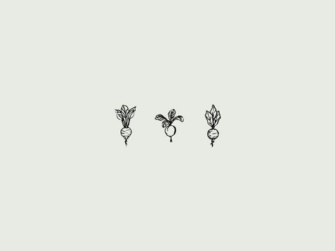 Three Little Beets by Saturday Studio #Design Popular #Dribbble #shots Vegetable Tattoo Simple, Three Way Tattoos, Three Tattoo Ideas Friends, Vegetable Garden Tattoo, Matching Tattoos Three, Three Matching Tattoos, Three Tattoo Ideas, Tattoo Challenge, Three Sister Tattoos