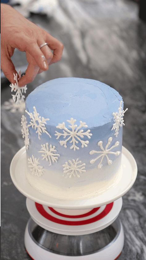 Snowflake Cake Grapefruit Curd, Candy Melt, Italian Buttercream, Snowflake Cake, Piping Bag, Blue Food Coloring, Baptism Cake, Frozen Cake, Red Food Coloring