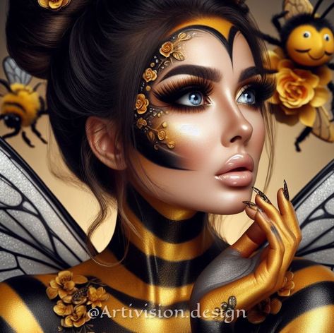 Thank you for inviting me @end_time_romance #bumblebee🐝Challenge from second_face_22 Ma. l invite my friends: @bubblearthead @ai.chemyst @robot_esquire #nature #love #peace #ai #art #fantasy #germany #vhsllenge #follower Fantasy Germany, Bumblebee Makeup, Queen Bee Costume, Bee Costume, Form Art, Art Fantasy, Two Faces, Love Peace, Queen Bee