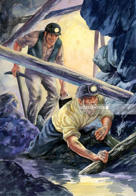 Employment by coal miners depicted in paintings Children's Books Illustration, Enid Blyton Books, Industrial Paintings, Books Illustration, Old Sailing Ships, Coal Miners, Art 2024, Anime Backgrounds, Summer Books