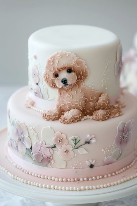 Must-See Poodle Cake Ideas to Spoil Your Posh Pup Dog Birthday Cake Ideas, Dog Illust, Poodle Cake, Best Cake Ever, Dog Birthday Cake, Dog Cakes, Easter Cake, Biscuit Cake, Baptism Cake