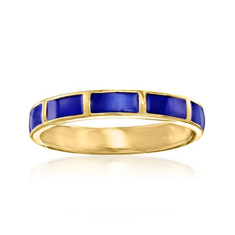 Blue Enamel Striped Eternity Band in 18kt Gold Over Sterling | Ross-Simons Royal Blue Accessories, Funky Rings, School Jewelry, Blue Accessories, Jewelry Essentials, Jewelry Lookbook, Modern Ring, Enamel Ring, Blue Gems