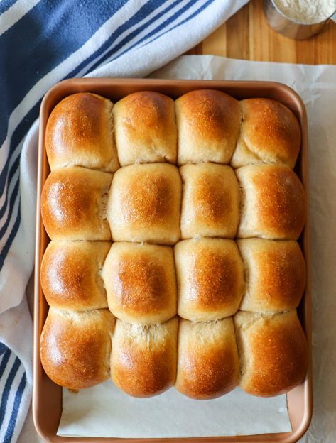 These Wheat Dinner Rolls are wonderful for the holidays! Buttery, golden, and extra soft, they always get rave reviews! Whole Wheat Dinner Rolls, Wheat Dinner Rolls, Spinach Omelette, Whole Wheat Rolls, Coconut Cream Pie, Pastry Brushes, Air Fryer Chicken, White Flour, Egg Wash