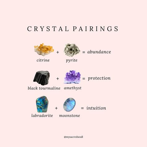 pairing crystals is an easy way to amplify your intention & desire ✨ buy 3 get 1 free on all tumbled stones 💘 www.mysacredsoul.co.uk #crystals #crystalcombos #crystalpairs #crystalpairings #crystalshop #crystalshopuk #crystalhealing #crystalhealer #abundance #protection #intuition #abundancecrystals #intuitiondevelopment #intuitionquotes #protectioncrystals #protectioncrystals #abundancemindset #manifestation Amplifying Crystals, Crystal Combos, Crystal Pairings, Crystal Combinations, Medium Psychic, Intuition Quotes, Crystal Healing Chart, Crystal Witch, Witch Rings