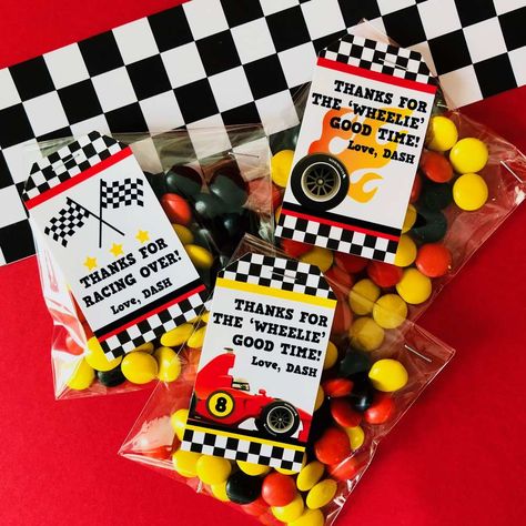 Race Car Party | CatchMyParty.com Formula 1 Birthday Party Ideas, Nascar Birthday, Ferrari Birthday, Car Party Favors, Go Kart Party, Race Car Party Favors, Ferrari Party, Cars Party Favors, Racing Party