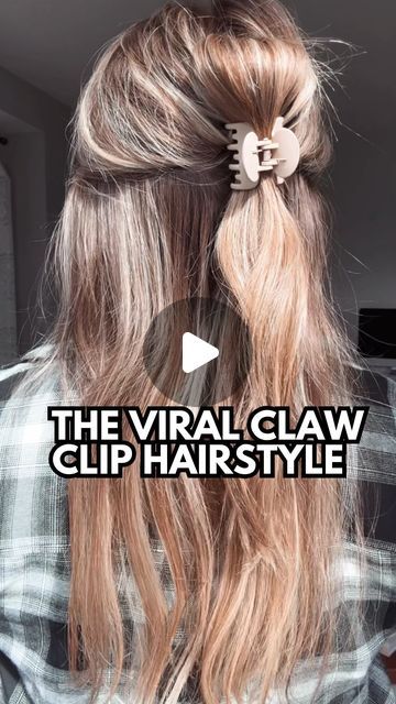 Easy Hair Tutorials | Hairstyles | Hair Growth on Instagram: "Save this viral claw clip hairstyle for fall! 💁🏼‍♀️   In case you’re new here, I’m Mandi! 👋🏻 Think of me as your virtual hair bestie, here to help you with easy ways to style, grow and uplevel your hair. 💕  If you haven’t yet, dm me for a 🆓 hair consult where I’ll design a custom personalized haircare regimen and routine just for you, specific to your hair type, goals and needs! 🙌🏻  Hugs + Happy Hair 🥂  #hairhack #hairstyles #hairstyle #halfup #halfuphalfdown #halfuphalfdownhairstyle #clawclip #clawcliphairstyle #easyhair #easyhairstyles #fallhair #hairtrends" Claw Clip Hairstyles Volume, How To Fix Hair With Claw Clip, How To Pull Hair Back With A Clip, Half Up Half Down Hairstyles Clawclip, Half Claw Clip Hairstyles, Claw Clip Hairstyles Half Up, Half Up Hair With Claw Clip, Half Up Half Down Clip Hairstyles, Topsy Turvy Hairstyles