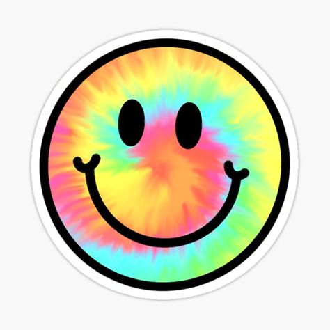 "Pastel Rainbow Tie Dye" Sticker by andiegras | Redbubble Stickers To Draw, Tie Dye Smiley Face, Smiley Sticker, Leslie David, Tie Dye Sticker, Happy Crafts, 70's Party, Humor Life, 70s House