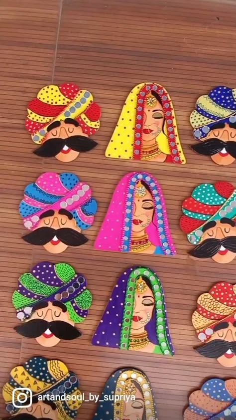 Rajasthani Couple, Rajasthani Art, Diwali Craft, Doll Diy Crafts, Ideas For Easter Decorations, Art And Craft Videos, Art Decor Diy, Ideas For Easter, Diy Crafts Paper Flowers