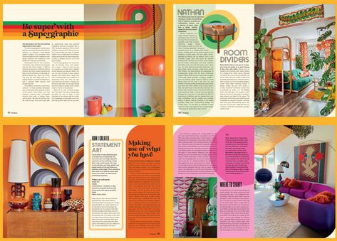 Estelle Bilson’s 1970s house in Manchester - WowHaus Interior Design Magazine Layout, Railroad Apartment, G Plan Furniture, 1970s House, Orange Curtains, 70s House, 70s Interior, 1970s Home, Magazine Layouts