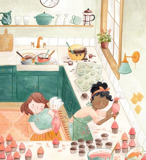 Cupcake Baking, 동화 삽화, Baking Art, Inspirational Illustration, Gouache Illustrations, Childrens Illustrations, Children's Book Illustration, Children Illustration, Cute Illustration