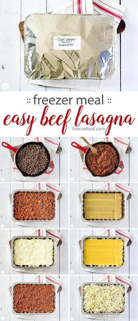 freezer meal :: easy beef lasagna Freezer Lasagna, Pregnancy Freezer Meals, Freezer Casseroles, Lasagna Dinner, Beef Lasagna Recipe, Beef Freezer Meals, Frozen Lasagna, Freezer Dinners, Frozen Beef