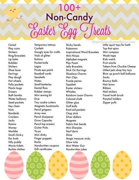 100+ Non Candy Easter Egg Treats Free Printable at sewlicioushomedecor.com #easter #candy #printable Easter Non Candy Ideas, Non Food Easter Egg Fillers, Easter Eggs Fillers, Things To Do On Easter, Easter Egg Treats, Candy Easter Basket, Egg Fillers, Easter Egg Fillers, Basket Fillers