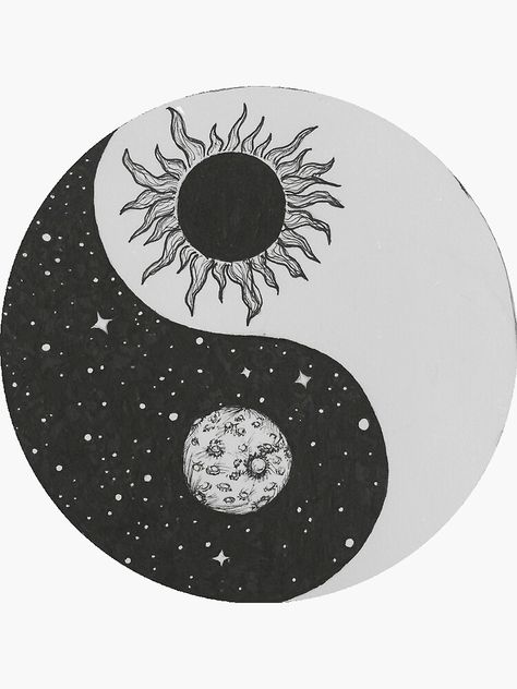 "Sun & Moon Yin Yang" Sticker by rachelbernstein | Redbubble Vinyl Record Art Ideas, Painted Records, Diet Funny, Vinyl Paintings, Cd Wall Art, Vinyl Art Paint, Record Wall Art, Record Painting, Yin Yang Art