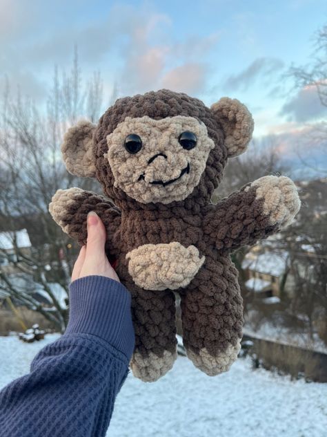 Crochet Monkey Plush, Fluffy Monkey, Monkey Amigurumi, Monkey Monkey, Crochet Monkey, Monkey Plush, Safari Animals, Christmas Presents, Crochet Projects