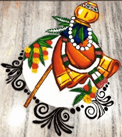 Gudi Padwa Rangoli Design Images (Gudi Padwa Rangoli Kolam Ideas) - 2022 Gudhipadva Rangoli, गुढीपाडवा रांगोळी, Padwa Rangoli, Gudi Padwa Rangoli, Kolam Rangoli Design, Poster Rangoli, Easy Rangoli Designs Videos, Very Easy Rangoli Designs, Rangoli Designs Photos