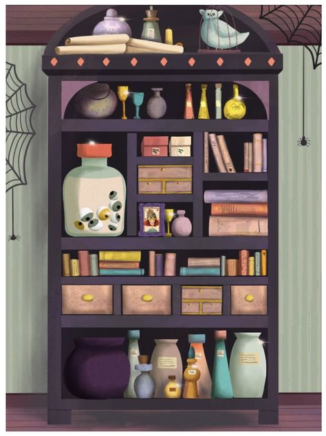 Gothic Shelves, Nordic Art Print, Witch Room, Bookshelf Art, Nordic Art, Witch Books, Holiday Wallpaper, Vintage Poster Art, Cozy Room