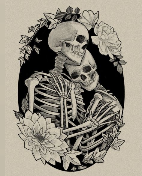 Skeleton Portrait Tattoo, Victorian Skull Art, Skeleton The Lovers Tattoo, Two Skeletons In Love Drawing, Skull And Skeleton Tattoos, Coffin Skeleton Tattoo, Your Coffin Or Mine, Skeleton Lovers Drawing, Tarot Lovers Tattoo