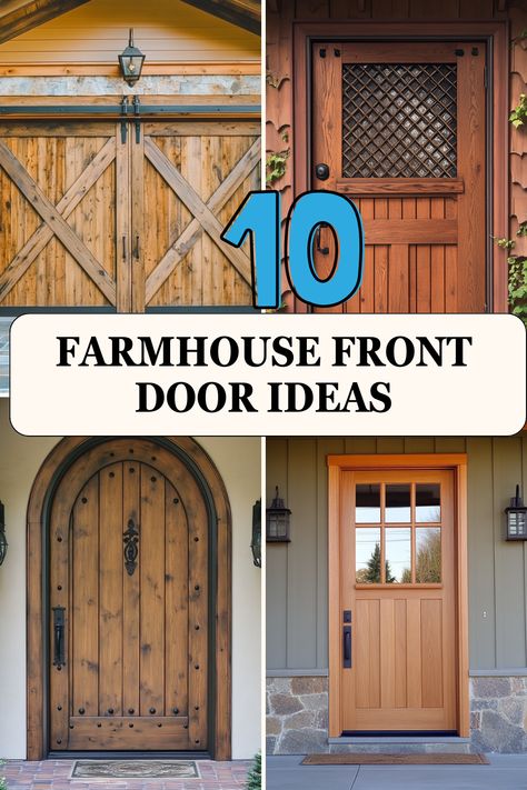 Transform your entryway with charming farmhouse front door designs! Explore creative ideas to add rustic warmth to your home. Read the full guide now! #FarmhouseDecor #FrontDoorDesigns #RusticHomeIdeas #DIYHomeImprovement #EntrywayDecor Breezeway Doors Entrance, 3 Panel Front Door, Rustic Front Door Ideas, Farmhouse Front Door Ideas, Exterior Front Door Ideas, Rustic Front Doors, Sliding Front Door, Modern Farmhouse Door, Front Door Designs