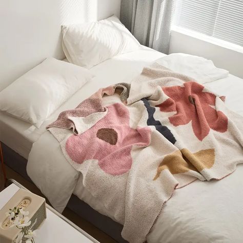 Nordic Floral Pattern Knit Blanket, Soft Cozy Throw Blanket Nap Blanket For Couch Sofa Office Bed Camping Travel, Birthday Christmas Holiday Gift Blanket For Boys Girls Adults, Home Decorative Blanket - Temu Modern Blankets, Bohemian Flowers, Microfiber Blanket, Knit Throw Blanket, Stylish Beds, Couch Throws, Jacquard Pattern, Knitted Throws, Warm Blankets