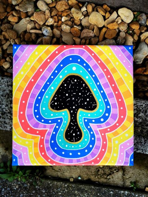 Painting Pastel Colors, Aura Painting, Trippy Mushroom, Mushroom Paint, Painting Pastel, Art Journal Prompts, Cute Canvas Paintings, Cute Canvas, Diy Canvas Art Painting