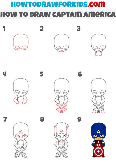 Step By Step Superhero Drawing, How To Draw Captain America Step By Step, Captain America Pencil Drawing, Marvel Drawings Easy Step By Step, Captain America Easy Drawing, How To Draw Iron Man Step By Step, How To Draw Captain America, How To Draw Marvel Characters, Captain America Doodle