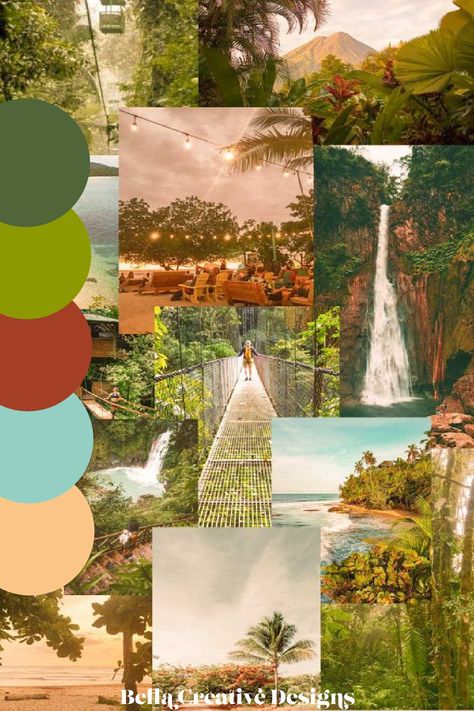 Costa Rica Color Palette, Jungle Color Palette, Houses In Costa Rica, Colonial Colors, Costa Ric, Tropical Colonial, Jungle Wedding, Home Mood Board, Jungle Wall