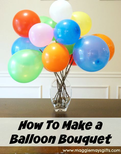 Make any room or party festive with a balloon bouquet! Very easy and inexpensive. No helium needed! How To Make A Balloon Bouquet, Diy Balloon Bouquet, Bouquets Diy, Balloon Bouquet Diy, How To Make Balloon, Filled Vases, Floral Ice, Blowing Up Balloons, Balloon Display