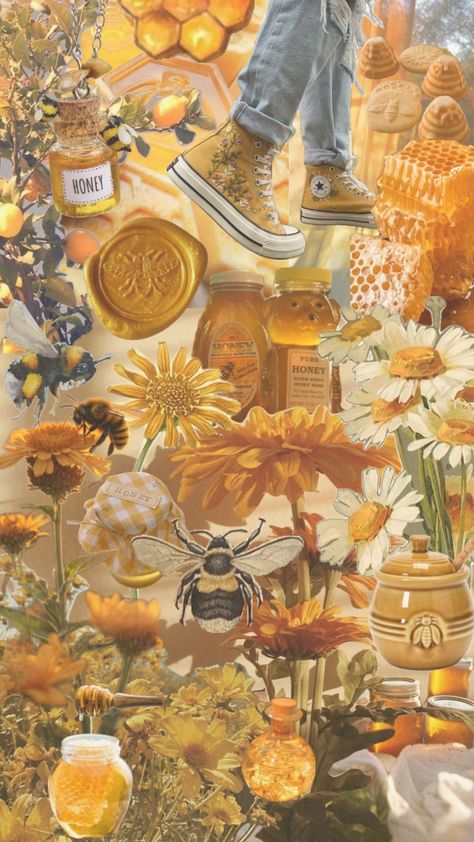 #bees #bee #beeaesthetic #honey #honeybee #honeycomb #honeycore #yellow #yellowaesthetic #yellowcore #floweraesthetic #yellowflowers Honeycore Aesthetic, Honeycomb Design, Well Lights, Yellow Aesthetic, Aesthetic Collage, Cute Wallpaper Backgrounds, Box Art, Phone Backgrounds, Yellow Flowers