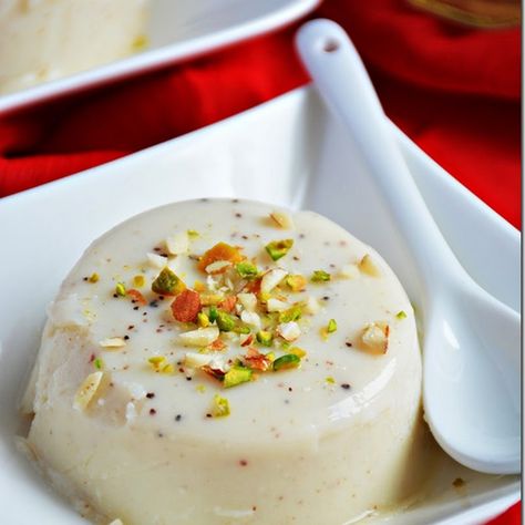 Milk pudding with nuts / Milk pudding / Agar agar pudding - Valentine’s day special Agar Agar Pudding, Agar Agar Pudding Recipe, Eggless Pudding, Sindhi Food, Milk Pudding Recipe, Nut Dessert, Foodgawker Recipes, Ramadan Desserts, Desi Khana