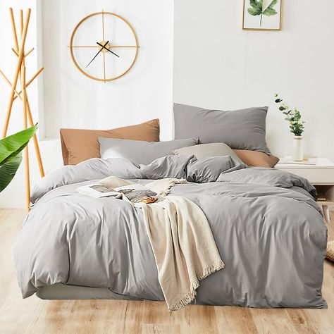 PRICES MAY VARY. 【HIGH QUALITY＆DURABLE CONSTRUCTION】 This silver grey comforter is filled with whole-piece superior microfiber, so this comforter is soft and durable. High quality fabric through unique printing and weaving technology makes this product resistant to fading, breathable and lightweight. 【3 Pcs Twin Comforter Sets】 1 x twin comforter (68" x 90'') and 2 x standard pillowcases (20" x 26"). 【ADD WARM TO YOUR HOME】 Available for all seasons.Pure grey quilt is soft and comfortable,bring Gray Bed Spread, Gray Comforter Bedroom, Light Gray Bedding, Grey Comforter Bedroom, Twin Men, Grey Blankets, Light Grey Bedding, Bedding Comforter Sets, Gray Bedding