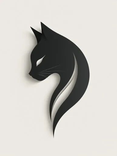 ↑↑↑ Larger size on website 🔸 The image depicts a black cat silhouette, with a stylized, flowing design. The cat's head is in prof Cat Stylized, Cat Head Silhouette, Cat Silhouette Art, Black Cat Silhouette, Closed Eyes, Flow Design, Cat Silhouette, Silhouette Art, Abstract Shapes