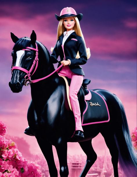 Barbie 
Barbie aesthetic 
Barbie equestrian 
Equestrian 
Equestrian aesthetic 
Horse 
Barbie horse rider 
Barbie’s horse 
Black horse 
Barbie pink Barbie Equestrian, Barbie Horse, Barbie Style, Majestic Horse, Majestic Animals, Barbie World, Barbie Fashion, Childhood Memories, Equestrian