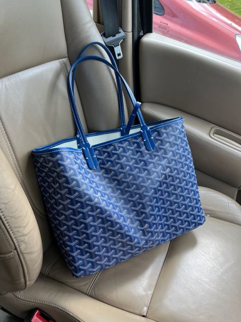 Blue Goyard Bag, Navy Goyard, Blue Goyard Tote, Goyard Tote Outfit, Goyard Purse, Bag Goyard, Goyard Tote Bag, Uni Bag, Goyard Tote