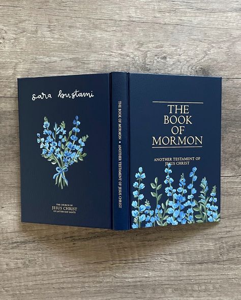 Texas bluebells 💙 Hand Painted Book Of Mormon, Paint Book Of Mormon, Book Of Mormon Painting Ideas, Painting Book Of Mormon, Book Of Mormon Cover Art, Painting Book Of Mormon Cover, Book Of Mormon Painting, Mormon Paintings, Book Of Mormon Art