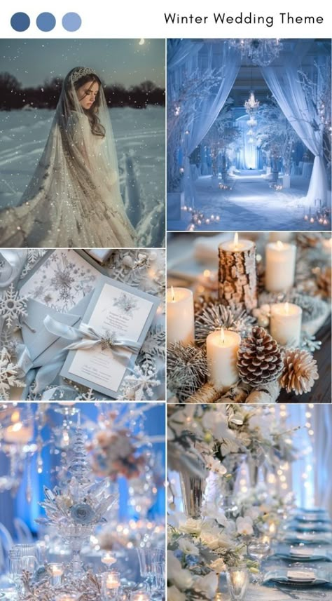 Winter Wonderland Wedding Colors, December Graduation, Winter Wedding Theme Ideas, Frozen Wedding Theme, Wedding Decorations Winter, Winter Wonderland Wedding Theme, Winter Wonderland Party Theme, Winter Themed Wedding, Frozen Wedding