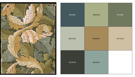 William Morris palettes for the R Environment (morris) | Christian Hoggard University Of Southampton, William And Mary, Holland Park, Folk Fashion, Textile Designer, British Art, Arts And Crafts Movement, House Projects, Colour Schemes