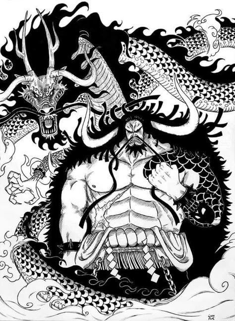 Kaido Dragon Form, Kaido One Piece, White Drawing, Black And White Drawing, One Piece Manga, One Piece Anime, Manga Anime, Naruto, Tattoo Ideas