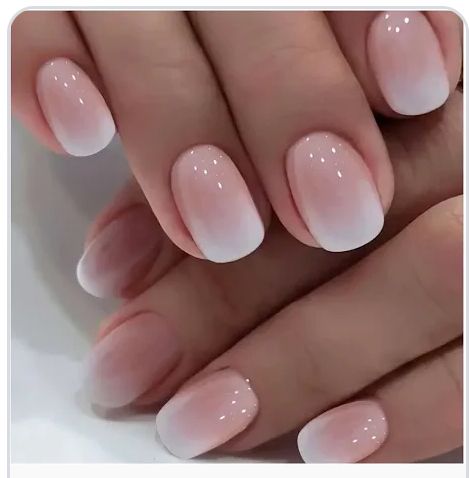 Pink And White Ombre Nails Short, Manicure Degrade, White Tip Acrylic Nails, Baby Boomers Nails, Squoval Nails, Pink Ombre Nails, Professional Manicure, Subtle Nails, Basic Nails