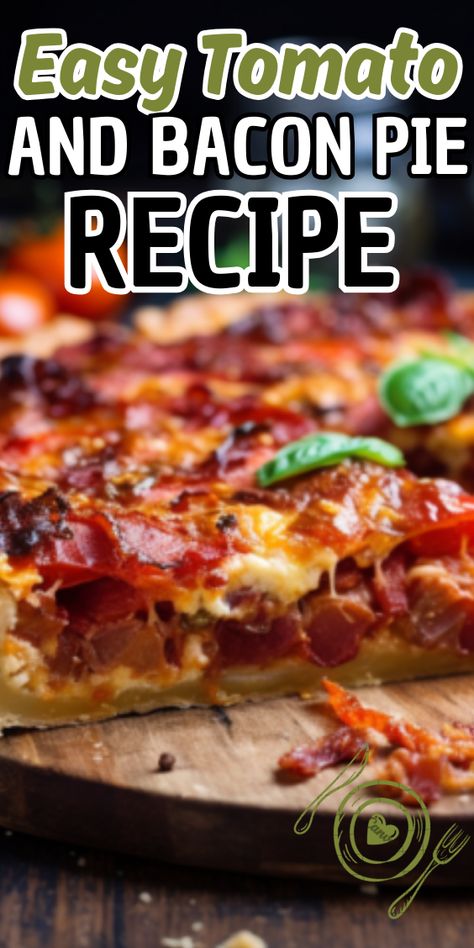 Easy Tomato And Bacon Pie Recipe Tomato Pie Recipe Easy, Bacon Pie Recipe, Tomato Pie Recipe, Bacon Pie, Cheese All, Creamy Pie, Tomato Pie, Bacon Tomato, Chocolate Cookie Recipes