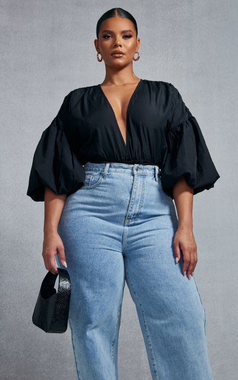 Prepping your puff sleeve outfits for spring? From puss sleeve dresses to must-have puff sleeve tops, these looks are not to be missed. Check out the PLT blog. Bodysuit Plus Size, Puff Sleeve Bodysuit, Puff Sleeve Tops, Statement Jeans, Bodysuit Outfit, Rope Twist, Outfits For Spring, Hem Jeans, Sleeve Dresses