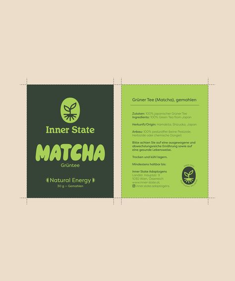 so excited to share the MATCHA packaging I designed for Inner State 🌱✳️✨ @inner.state.adaptogens Inner State’s Matcha comes from Hamakita, Shizuoka in Japan & it’s DELICIOUS – find it at inner-state.at ✨ & find delicious matcha recipes at @inner.state.adaptogens Product photos on the third slide by Anna Thell @annathell 📸 Inner State brand identity by me last year 🫶 ~ #graphicdesign #graphicdesigner #design #branding #branddesign #branddesigner #brandidentity #brandidentitydesign #logode... Matcha Packaging, Matcha Recipes, The Matcha, Matcha Recipe, Shizuoka, Brand Identity Design, Product Photos, Design Branding, Find It