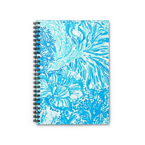 Shopping lists, school notes or poems - 118 page spiral notebook with ruled line paper is a perfect companion in everyday life. The durable printed cover makes the owner proud to carry it everywhere. .: 118 ruled line pages (59 sheets) .: Front cover print .: Dark grey back cover Beachy School Supplies, Preppy Blue School Bags, All Blue School Supplies, Preppy School Supplies Notebooks, Blue Roller Rabbit, Roller Rabbit Notebook, Preppy Wishlist, Middle School Supplies, School Backpack Essentials