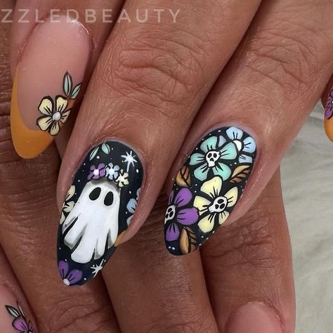 Britt Jackson on Instagram: "I could do all these cute little ghosts all day 😍👻 

#ghostnails #cuteghostnails #floralghostnails #halloweennails #halloweennails2024 #falltime #fall #mattenails #nailinspo #holidaynails #seasonalnails #nailstrending #orcuttnailvibes" Ghost Floral Nails, Seasonal Nails, Beach Nails, Floral Nails, Matte Nails, Cute Ghost, Holiday Nails, Halloween Nails, Nail Inspo