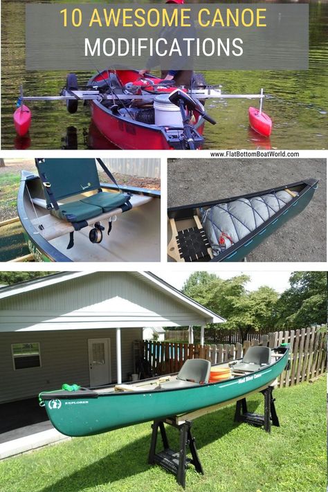 Trick out your canoe for any purpose. Turn your canoe into the ultimate fresh water vessel. #fishing #hunting #canoe #canoeing #outdoors Canoe Modifications, Canoe Stabilizer, Aluminum Canoe, Canoe Seats, Canoe Storage, Kayak Fishing Diy, Old Town Canoe, Canoe Plans, Canoe Accessories